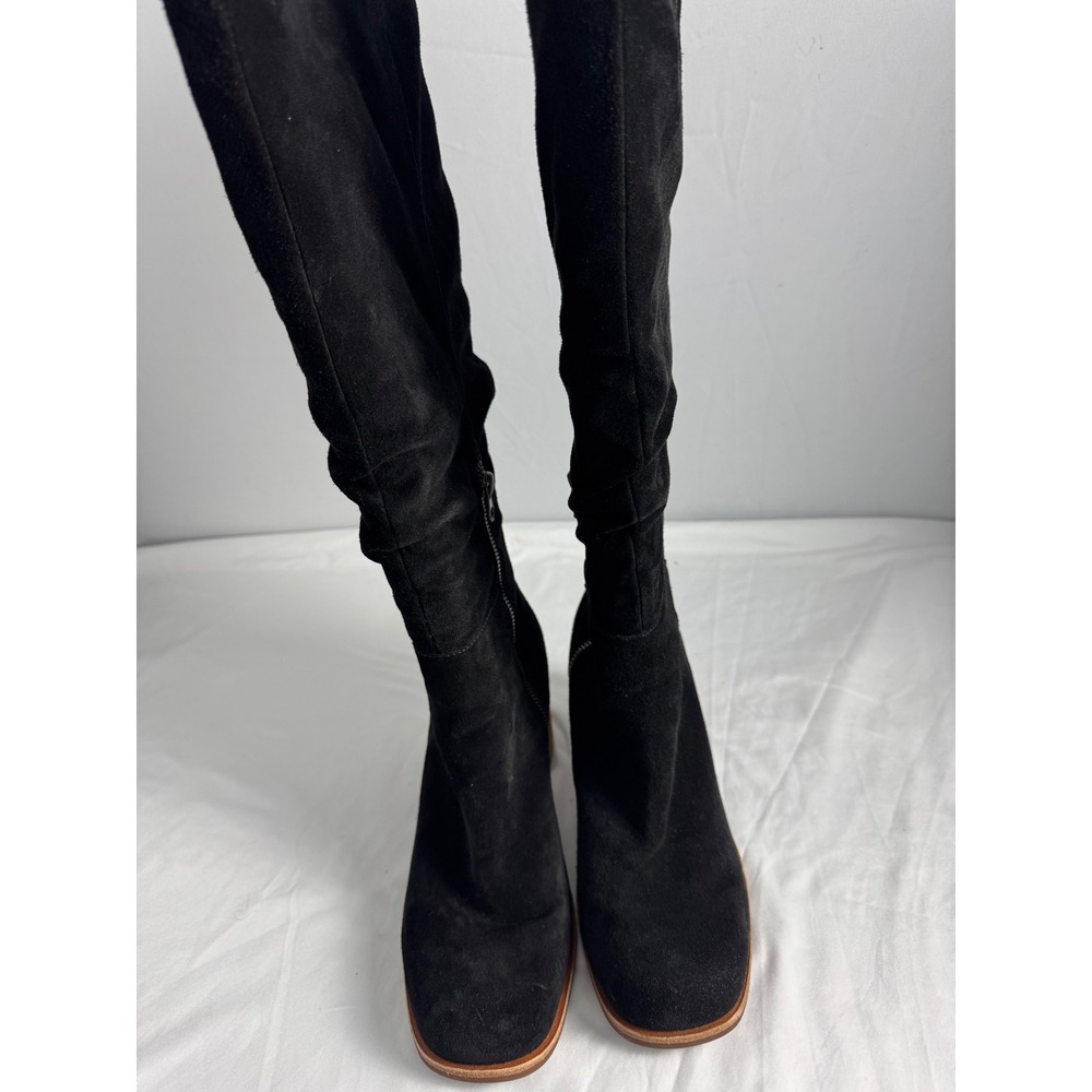 Kork-ease black Suede Square‎ Toe Slouchy Knee High Boots Size 9M